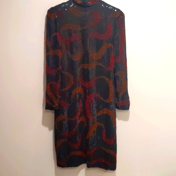 Vintage Cache Silk Lined Sequinned Cocktail Party Dress - Picture 1 of 10